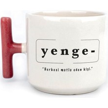 Mor Mürekkep Yenge Baskılı Kırmızı Kulplu T Kupa