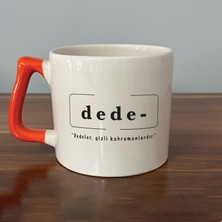 Mor Mürekkep Dede Baskılı Turuncu Kulplu D Kupa