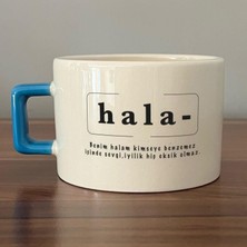 Mor Mürekkep Hala Baskılı Mavi Kulplu C Fincan