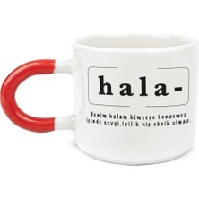 Mor Mürekkep Hala Baskılı Kırmızı Kulplu U Kupa