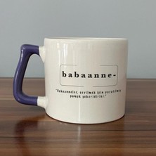 Mor Mürekkep Babaanne Baskılı Mor Kulplu D Kupa