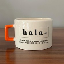 Mor Mürekkep Hala Baskılı Turuncu Kulplu C Fincan