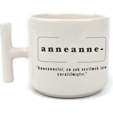 Mor Mürekkep Anneanne Baskılı Beyaz Kulplu T Kupa
