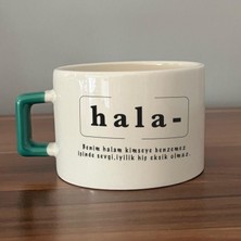 Mor Mürekkep Hala Baskılı Yeşil Kulplu C Fincan