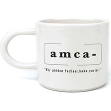 Mor Mürekkep Amca Baskılı Beyaz Kulplu U Kupa