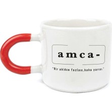 Mor Mürekkep Amca Baskılı Kırmızı Kulplu U Kupa