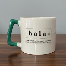 Mor Mürekkep Hala Baskılı Yeşil Kulplu D Kupa