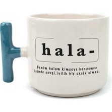 Mor Mürekkep Hala Baskılı Mavi Kulplu T Kupa
