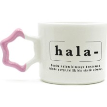 Mor Mürekkep Hala Baskılı Pembe Kulplu Yıldız Kupa