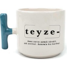 Mor Mürekkep Teyze Baskılı Mavi Kulplu T Kupa