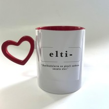 Mor Mürekkep Elti Baskılı Kırmızı Boş Kalp Kulplu Mega Kupa