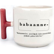 Mor Mürekkep Babaanne Baskılı Kırmızı Kulplu T Kupa