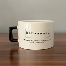 Mor Mürekkep Babaanne Baskılı Siyah Kulplu C Fincan