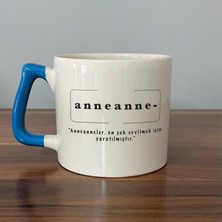 Mor Mürekkep Anneanne Baskılı Mavi Kulplu D Kupa