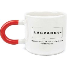 Mor Mürekkep Anneanne Baskılı Kırmızı Kulplu U Kupa