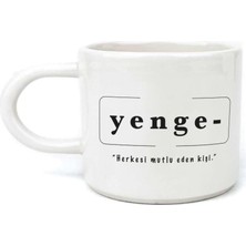 Mor Mürekkep Yenge Baskılı Beyaz Kulplu U Kupa