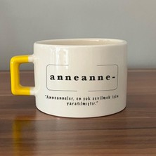 Mor Mürekkep Anneanne Baskılı Sarı Kulplu C Fincan