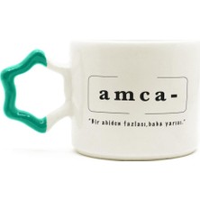 Mor Mürekkep Amca Baskılı Yeşil Kulplu Yıldız Kupa