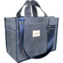 Atelier Bomonti Hishi Rj Tote Bag Denim Lacivert Biyeli Mumlu Kanvas Omuz Çantası & El Çantası