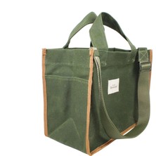 Atelier Bomonti Hishi Rj Tote Bag Koyu Haki Mumlu Kanvas Omuz Çantası & El Çantası