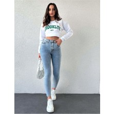 Kot Modası Kar Yıkama Skinny Jean Kadın Power Pantolon