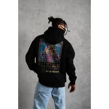 Tarz Yeri Erkek Patel Six Baskılı Kapüşonlu Sweat - Siyah