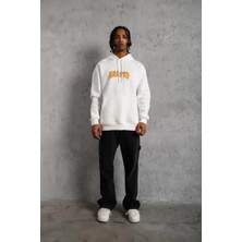 Tarz Yeri Erkek Baskılı Sweat Kapüşonlu - Beyaz