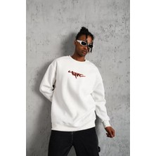Tarz Yeri Erkek 3 Iplik Gangster Baskılı Sweatshirt - Beyaz
