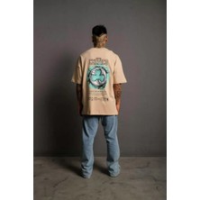 Erkek Sırt Baskılı T-Shirt - Bej
