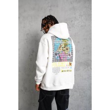 Tarz Yeri Erkek Patel Six Baskılı Kapüşonlu Sweat - Beyaz