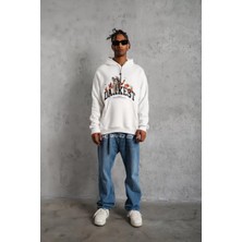 Tarz Yeri Erkek Dankes Baskılı Kapüşonlu Sweat - Beyaz