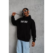 Tarz Yeri Erkek Kanguru Cep Baskılı Kapüşonlu Sweatshirt - Siyah