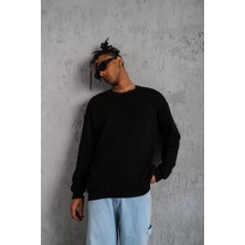 Tarz Yeri Erkek Düz Bisiklet Yaka Sweat - Siyah