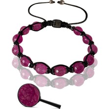 Tesbih Atölyesi Makrome Fasetli Hematit - Pembe Akik Taşı Bileklik