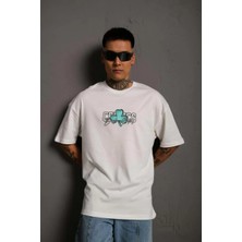 Erkek Sırt Baskılı T-Shirt - Beyaz