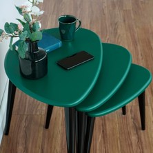 Furni Treasure Ercol Style Lake Boyalı Zigon Orta Sehpa Takımı, Oturma Odası Mobilya 3'lü Set