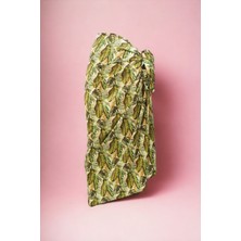 Pistore Yeşil Monstera Desenli Uzun Pareo Saten Kadın Plaj Elbisesi Yeni Sezon