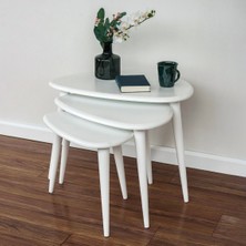 Furni Treasure Ercol Style Lake Boyalı Zigon Orta Sehpa Takımı, Oturma Odası Mobilya 3'lü Set