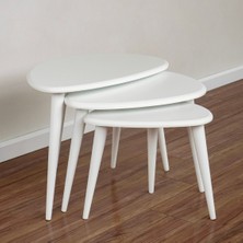 Furni Treasure Ercol Style Lake Boyalı Zigon Orta Sehpa Takımı, Oturma Odası Mobilya 3'lü Set