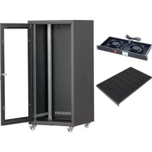 Setrack 19'' 12U 600X600 Tekerlekli Rack Kabinet+Fan+Sabit Raf