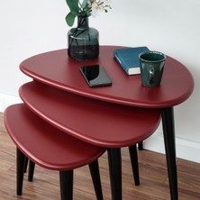 Furni Treasure Ercol Style Lake Boyalı Zigon Orta Sehpa Takımı, Oturma Odası Mobilya 3'lü Set