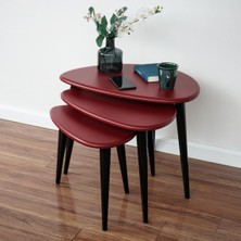 Furni Treasure Ercol Style Lake Boyalı Zigon Orta Sehpa Takımı, Oturma Odası Mobilya 3'lü Set