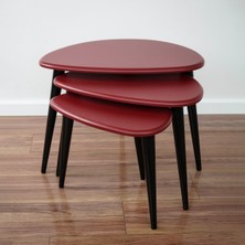 Furni Treasure Ercol Style Lake Boyalı Zigon Orta Sehpa Takımı, Oturma Odası Mobilya 3'lü Set