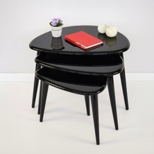 Furni Treasure Ercol Style Lake Boyalı Zigon Orta Sehpa Takımı, Oturma Odası Mobilya 3'lü Set