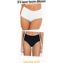 ogonline Kadın 2'li Siyah ve Beyaz Dikişsiz Lazer Kesim Iz Yapmaz Toparlayıcı Slip Külot