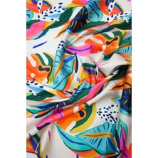 Pistore Krem Floral Çiçek Desenli Saten Bandana Renkli Fular Yeni Sezon Saç Aksesuarı
