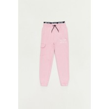 FullaModa Yazı Baskılı Beli Lastikli Kız Çocuk Jogger Eşofman Altı