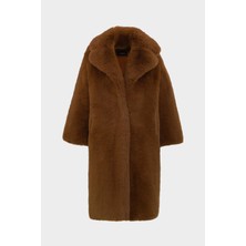 AÇELYAOKCU Premium Uzun Tüylü Kadın Rex Suni Kürk Kaban