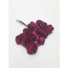 Seçilir Bordo Renginde 1 cm Çapında Kağıt Gül 1 Paket 144 Adet