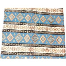 Seçilir Şark Köşesi Için 70 x 65 cm 4 Adet Kilim Motifli Mavi Goblen Yastık Kılıfı